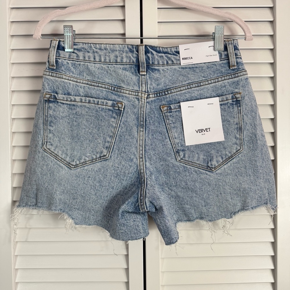 Vervet Rebecca High Rise Jean Shorts Size Small Blue Distressed Cutoffs - Picture 3 of 6